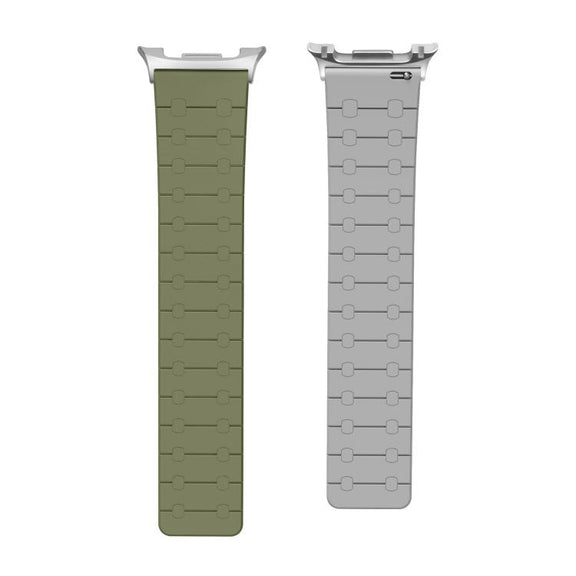 For Samsung Galaxy Watch8 / Watch8 Classic Two Color Loop Magnetic Silicone Watch Band(Green+Gray)