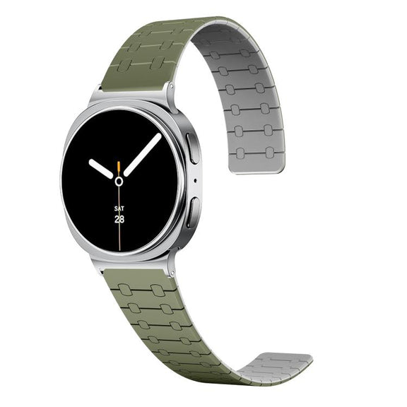 For Samsung Galaxy Watch8 / Watch8 Classic Two Color Loop Magnetic Silicone Watch Band(Green+Gray)