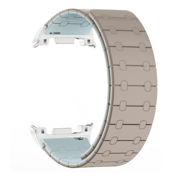 For Samsung Galaxy Watch8 / Watch8 Classic Two Color Loop Magnetic Silicone Watch Band(Khaki+Light Cyan)