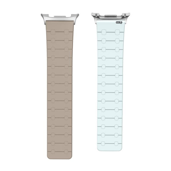 For Samsung Galaxy Watch8 / Watch8 Classic Two Color Loop Magnetic Silicone Watch Band(Khaki+Light Cyan)