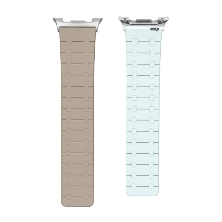 For Samsung Galaxy Watch8 / Watch8 Classic Two Color Loop Magnetic Silicone Watch Band(Khaki+Light Cyan)