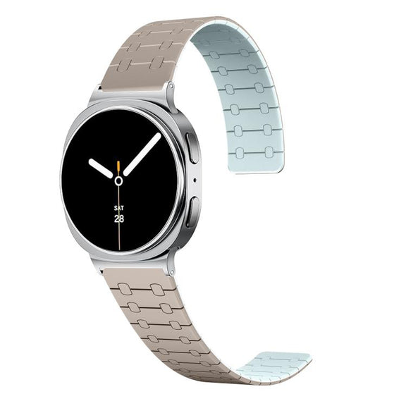 For Samsung Galaxy Watch8 / Watch8 Classic Two Color Loop Magnetic Silicone Watch Band(Khaki+Light Cyan)