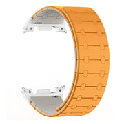 For Samsung Galaxy Watch8 / Watch8 Classic Two Color Loop Magnetic Silicone Watch Band(Orange+Starlight)