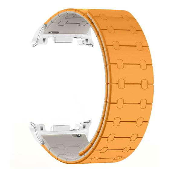 For Samsung Galaxy Watch8 / Watch8 Classic Two Color Loop Magnetic Silicone Watch Band(Orange+Starlight)