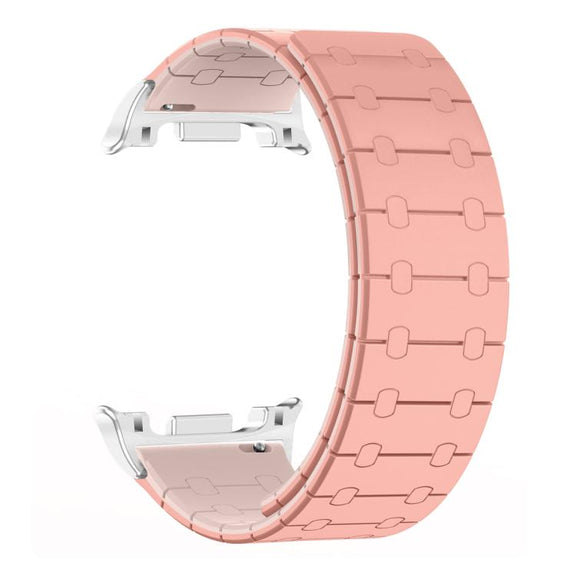 For Samsung Galaxy Watch8 / Watch8 Classic Two Color Loop Magnetic Silicone Watch Band(Peach+Light Pink)