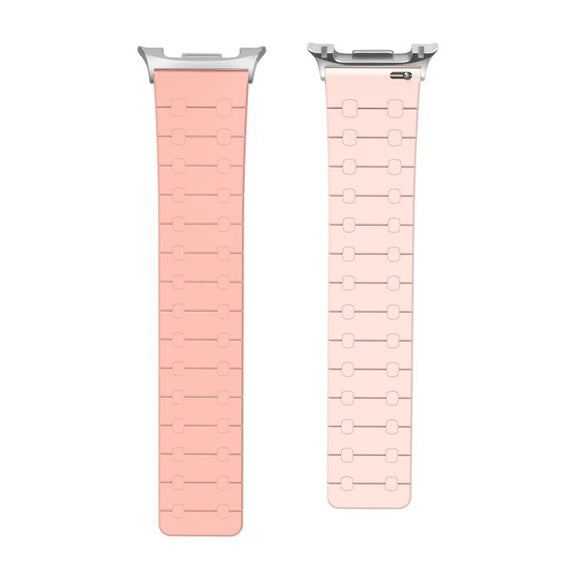 For Samsung Galaxy Watch8 / Watch8 Classic Two Color Loop Magnetic Silicone Watch Band(Peach+Light Pink)