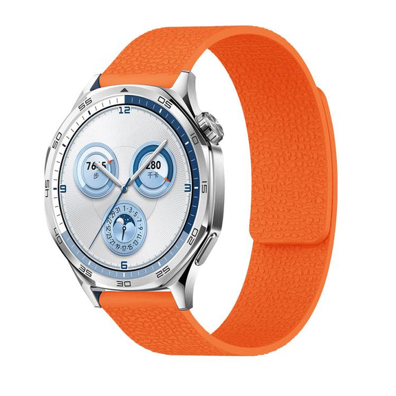 18mm Lychee Texture Soft Magnetic Silicone Watch Band(Orange)