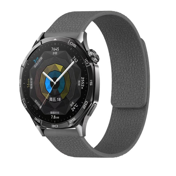 20mm Lychee Texture Soft Magnetic Silicone Watch Band(Gray)