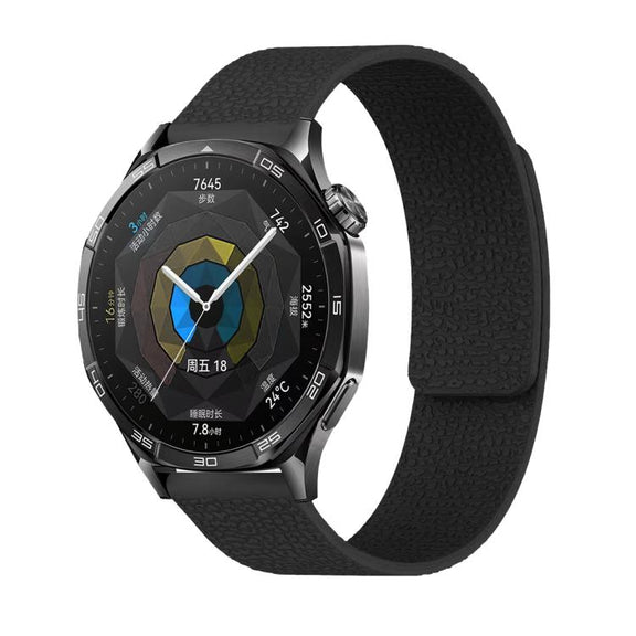 20mm Lychee Texture Soft Magnetic Silicone Watch Band(Black)