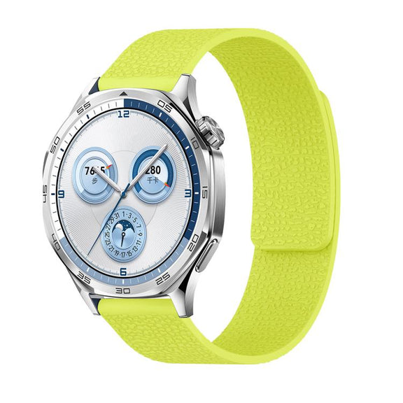 20mm Lychee Texture Soft Magnetic Silicone Watch Band(Fluorescent Green)