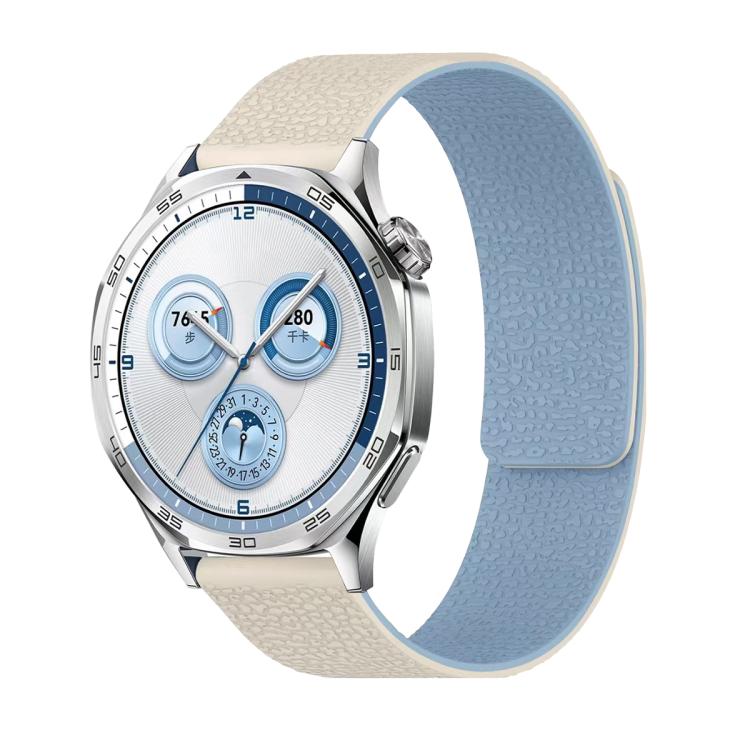 22mm Lychee Texture Soft Magnetic Silicone Watch Band(White Blue) - free shipping - PMC TechLife - Order now!