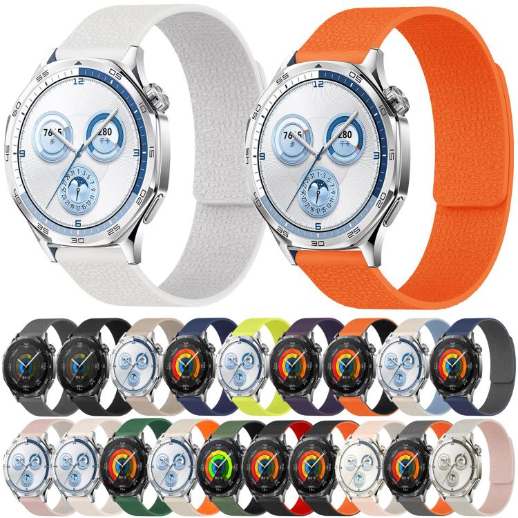 18mm Lychee Texture Soft Magnetic Silicone Watch Band(Dark Blue)
