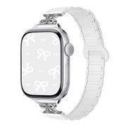 For Apple Watch 42mm / 41mm / 40mm / 38mm Bow Small Waist Magnetic Silicone Watch Band(Ceramic White)