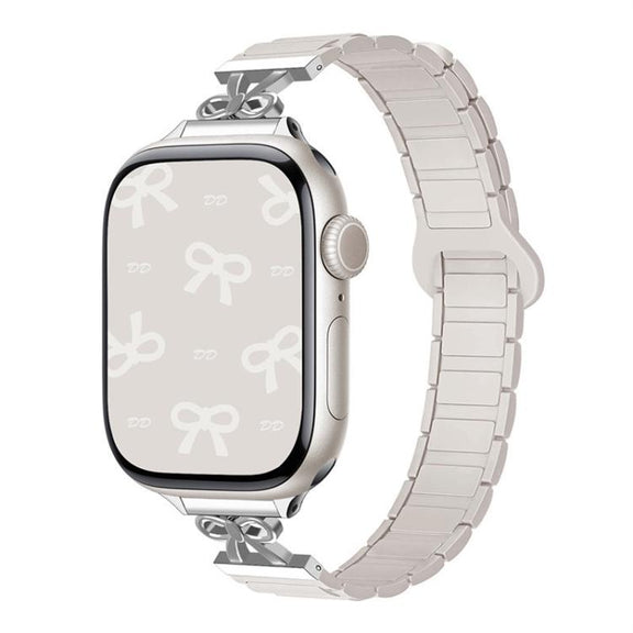 For Apple Watch 42mm / 41mm / 40mm / 38mm Bow Small Waist Magnetic Silicone Watch Band(Starlight)