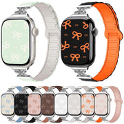 For Apple Watch 42mm / 41mm / 40mm / 38mm Bow Small Waist Magnetic Silicone Watch Band(Chocolate)