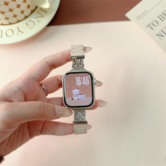 For Apple Watch 42mm / 41mm / 40mm / 38mm Bow Small Waist Magnetic Silicone Watch Band(Chocolate)