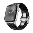 For Apple Watch 46mm / 49mm / 45mm / 44mm Knurled Texture Folding Buckle Silicone Watch Band(Titanium Black) - free shipping - PMC TechLife - Order now!