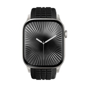 For Apple Watch 46mm / 49mm / 45mm / 44mm Knurled Texture Folding Buckle Silicone Watch Band(Titanium Black)