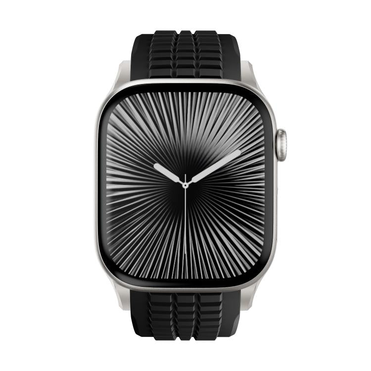 For Apple Watch 46mm / 49mm / 45mm / 44mm Knurled Texture Folding Buckle Silicone Watch Band(Titanium Black)