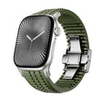 For Apple Watch 46mm / 49mm / 45mm / 44mm Knurled Texture Folding Buckle Silicone Watch Band(Titanium Green) - free shipping - PMC TechLife - Order now!