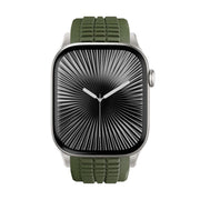 For Apple Watch 46mm / 49mm / 45mm / 44mm Knurled Texture Folding Buckle Silicone Watch Band(Titanium Green)