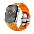 For Apple Watch 46mm / 49mm / 45mm / 44mm Knurled Texture Folding Buckle Silicone Watch Band(Titanium Orange) - free shipping - PMC TechLife - Order now!