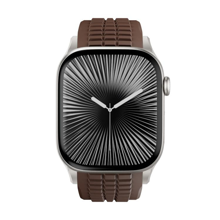 For Apple Watch 46mm / 49mm / 45mm / 44mm Knurled Texture Folding Buckle Silicone Watch Band(Titanium Curry)