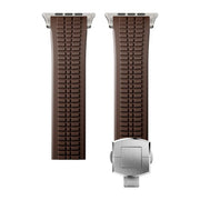 For Apple Watch 46mm / 49mm / 45mm / 44mm Knurled Texture Folding Buckle Silicone Watch Band(Titanium Curry)