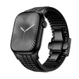 For Apple Watch 46mm / 49mm / 45mm / 44mm Knurled Texture Folding Buckle Silicone Watch Band(Black Black) - free shipping - PMC TechLife - Order now!