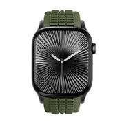 For Apple Watch 46mm / 49mm / 45mm / 44mm Knurled Texture Folding Buckle Silicone Watch Band(Black Green)