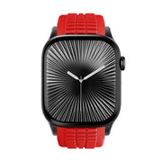 For Apple Watch 46mm / 49mm / 45mm / 44mm Knurled Texture Folding Buckle Silicone Watch Band(Black Red)