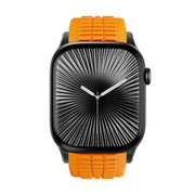 For Apple Watch 46mm / 49mm / 45mm / 44mm Knurled Texture Folding Buckle Silicone Watch Band(Black Orange)