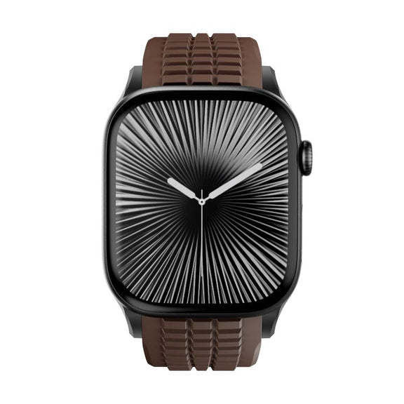 For Apple Watch 46mm / 49mm / 45mm / 44mm Knurled Texture Folding Buckle Silicone Watch Band(Black Curry)
