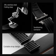 For Apple Watch 46mm / 49mm / 45mm / 44mm Knurled Texture Folding Buckle Silicone Watch Band(Titanium Green)