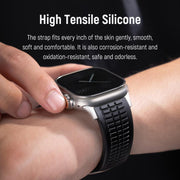 For Apple Watch 46mm / 49mm / 45mm / 44mm Knurled Texture Folding Buckle Silicone Watch Band(Black Orange)