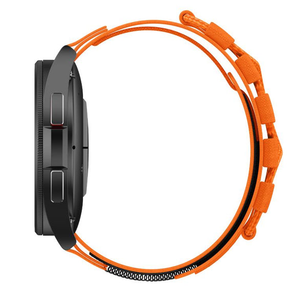 22mm Universal Braided Cord Nylon Hook and Loop Fastener Watch Band(Orange)