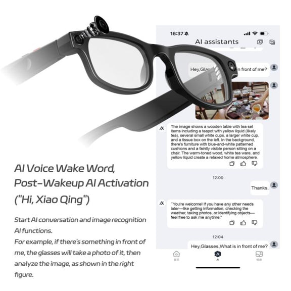 G1 Smart Glasses, Support AI Translation / Take Photos / AI Conversation(Black)