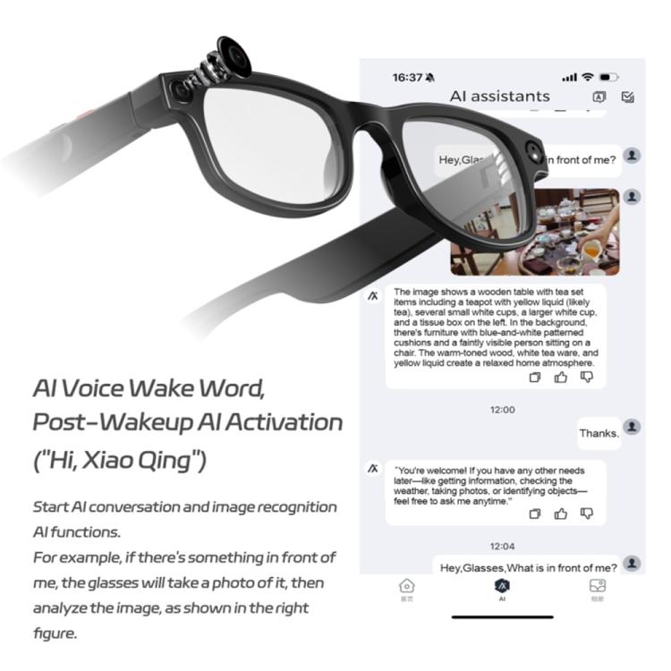 G1 Smart Glasses, Support AI Translation / Take Photos / AI Conversation(Black)