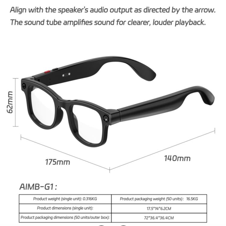 G1 Smart Glasses, Support AI Translation / Take Photos / AI Conversation(Black) - free shipping - PMC Jewellery - Order now!