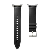 For Samsung Galaxy Watch8 / Watch8 Classic Metal Head Leather Skin Silicone Watch Band(Black)