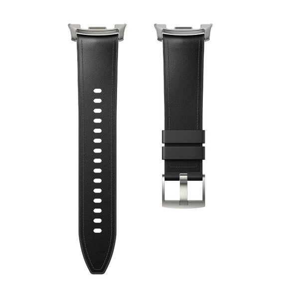 For Samsung Galaxy Watch8 / Watch8 Classic Metal Head Leather Skin Silicone Watch Band(Black)