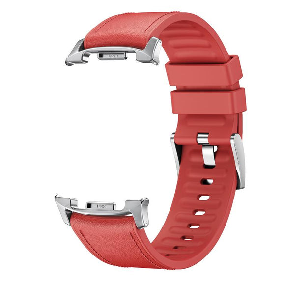 For Samsung Galaxy Watch8 / Watch8 Classic Metal Head Leather Skin Silicone Watch Band(Red)