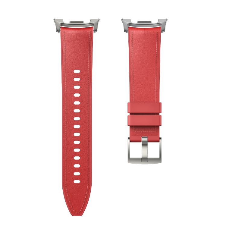 For Samsung Galaxy Watch8 / Watch8 Classic Metal Head Leather Skin Silicone Watch Band(Red)