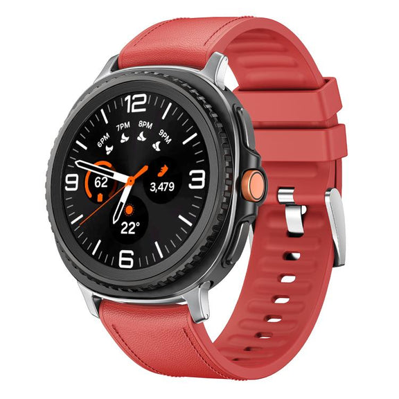 For Samsung Galaxy Watch8 / Watch8 Classic Metal Head Leather Skin Silicone Watch Band(Red)