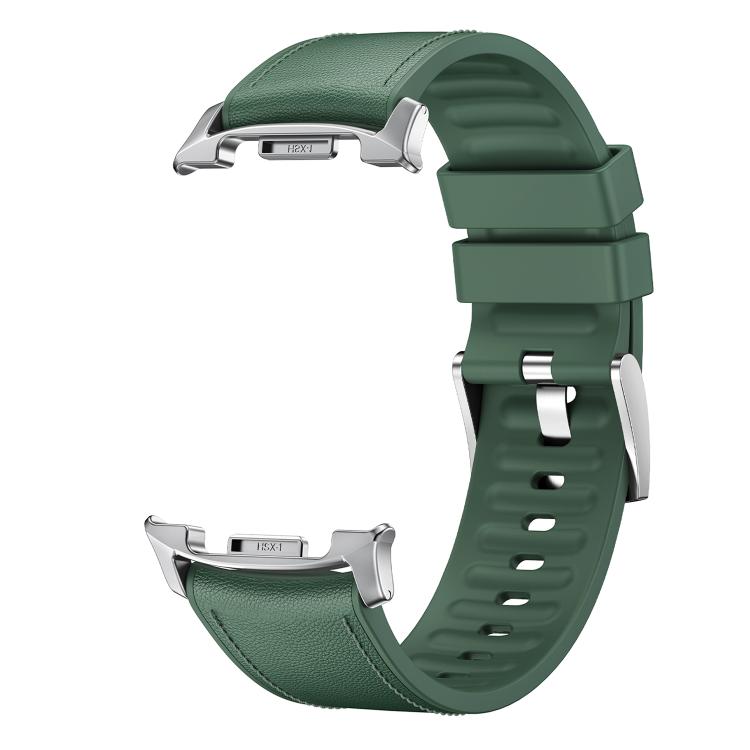 For Samsung Galaxy Watch8 / Watch8 Classic Metal Head Leather Skin Silicone Watch Band(Green)