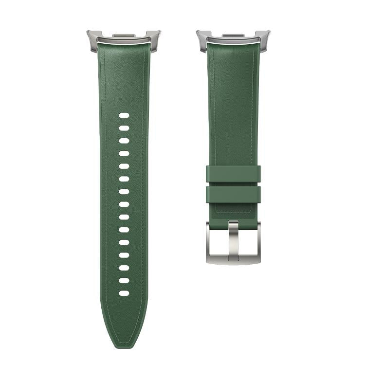 For Samsung Galaxy Watch8 / Watch8 Classic Metal Head Leather Skin Silicone Watch Band(Green)