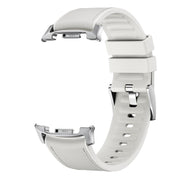 For Samsung Galaxy Watch8 / Watch8 Classic Metal Head Leather Skin Silicone Watch Band(White)