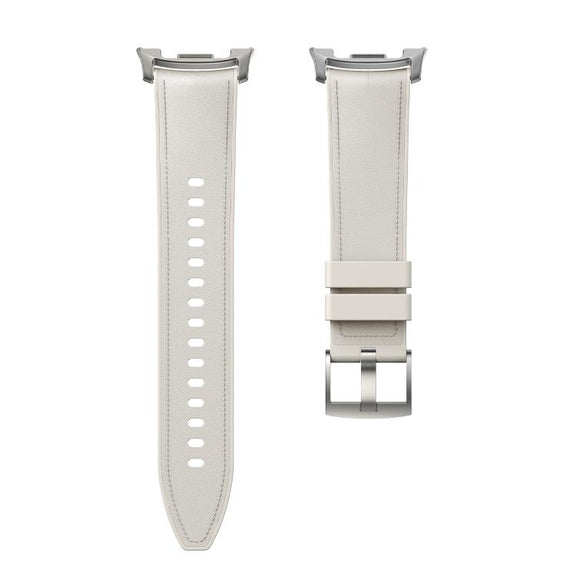 For Samsung Galaxy Watch8 / Watch8 Classic Metal Head Leather Skin Silicone Watch Band(White)