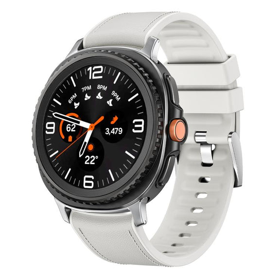 For Samsung Galaxy Watch8 / Watch8 Classic Metal Head Leather Skin Silicone Watch Band(White)