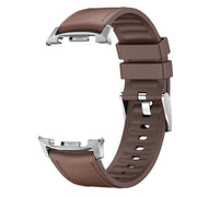 For Samsung Galaxy Watch8 / Watch8 Classic Metal Head Leather Skin Silicone Watch Band(Brown)